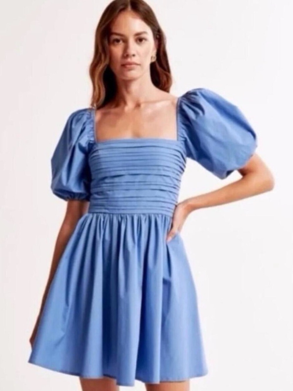 Abercrombie and Fitch Emerson Puff-Sleeve Square-Neck Mini Dress (Bin A2-067)